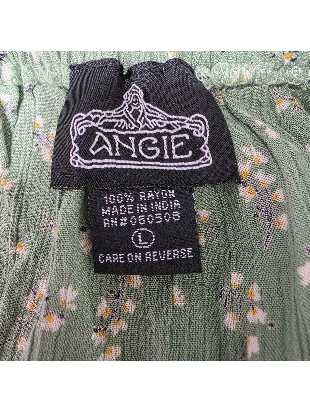 Angie Sage Green Ditsy Floral Ruched Tie Back Sundress Size L - Picture 6 of 7